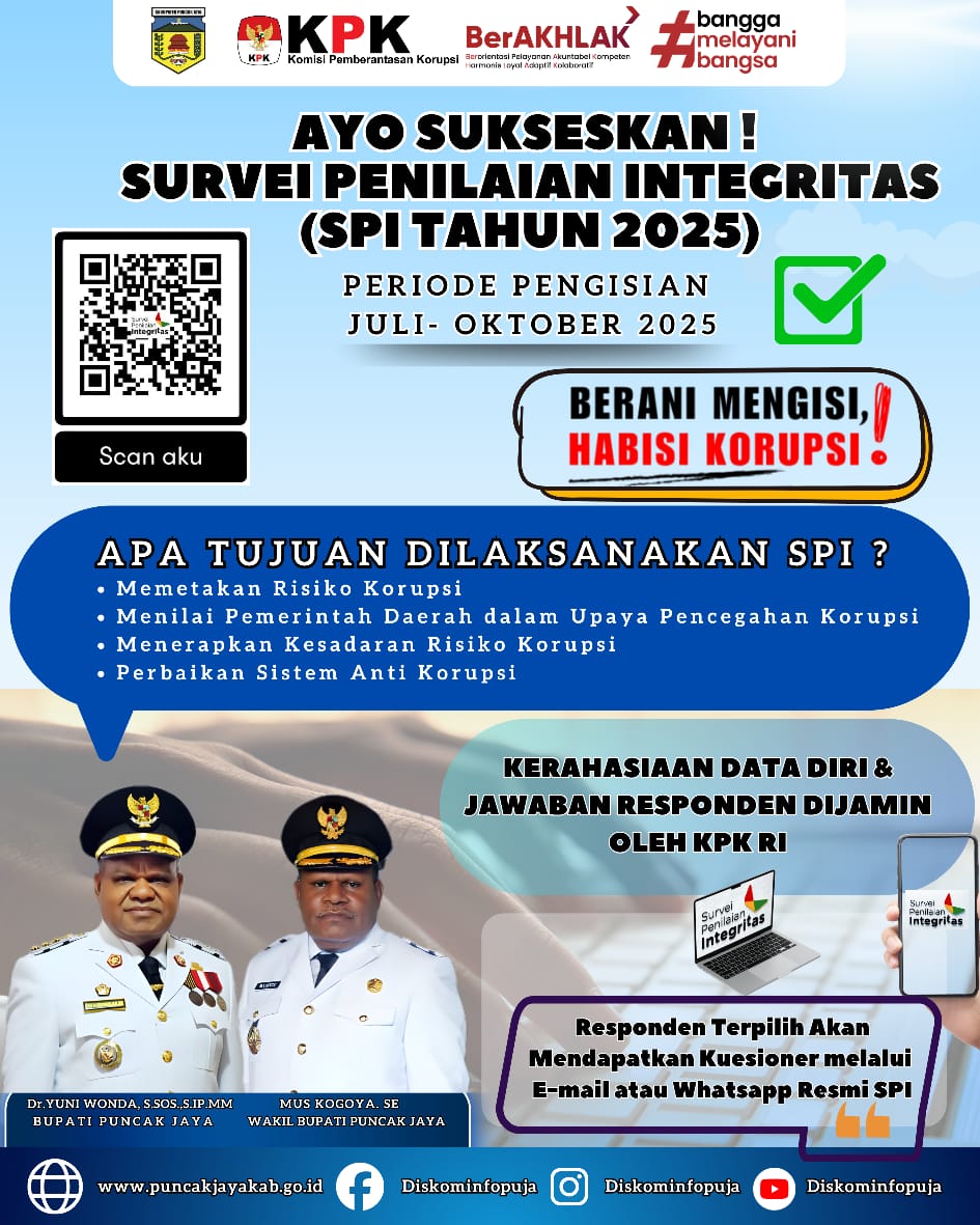 AYO SUKSESKAN !
SURVEI PENILAIAN INTEGRITAS (SPI TAHUN 2025)