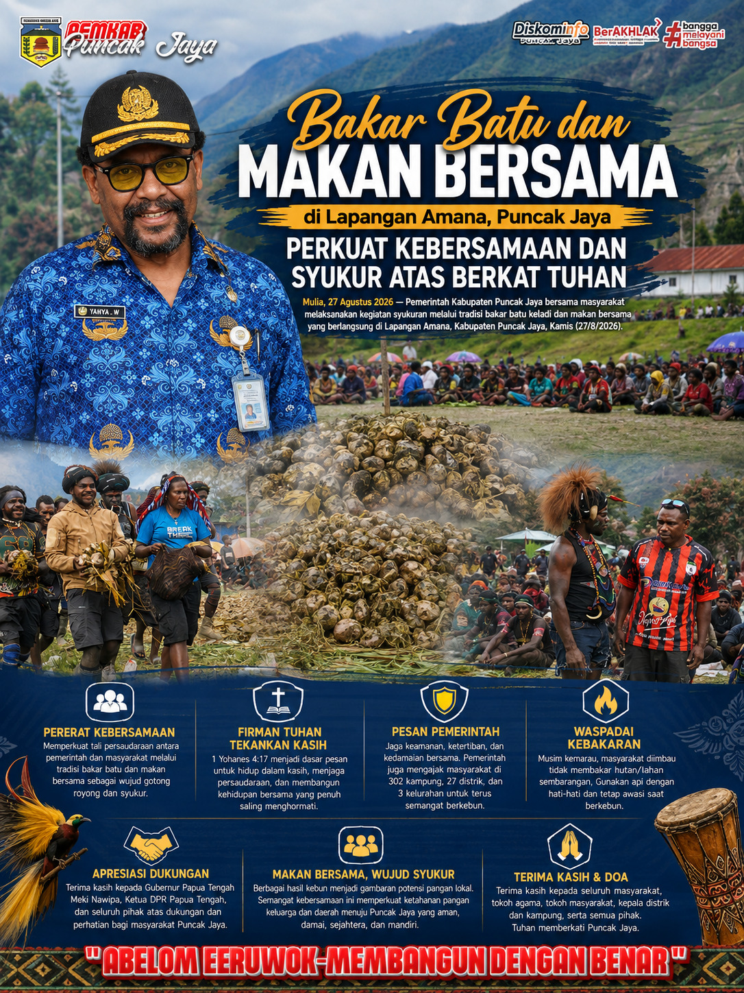 Bakar Batu dan Makan Bersama di Lapangan Amana, Puncak Jaya Perkuat Kebersamaan dan Syukur atas Berkat Tuhan