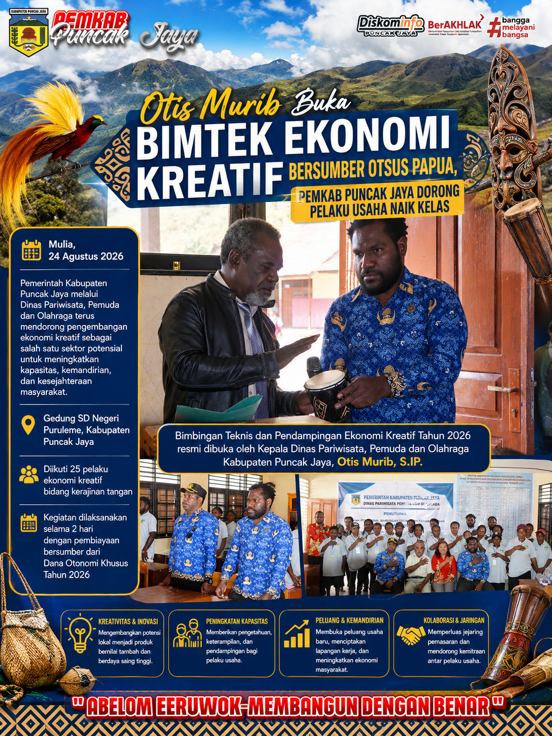Bimtek Ekonomi Kreatif Puncak Jaya Dorong Pelaku Usaha Tingkatkan Kreativitas dan Daya Saing Produk Lokal