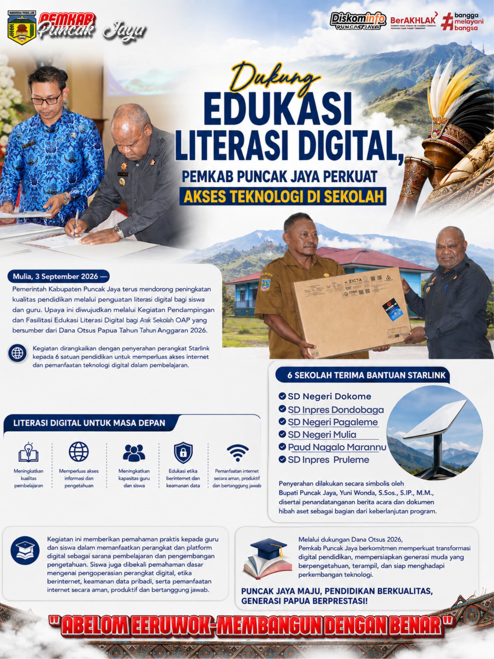 Dana Otsus 2026 Dukung Edukasi Literasi Digital, Pemkab Puncak Jaya Perkuat Akses Teknologi di Sekolah