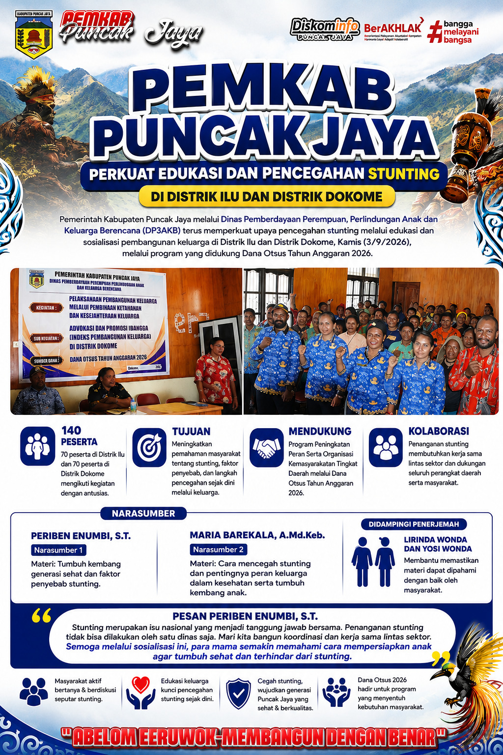 Dana Otsus 2026 Dukung Pemkab Puncak Jaya Perkuat Edukasi dan Pencegahan Stunting di Distrik Ilu dan Distrik Dokome