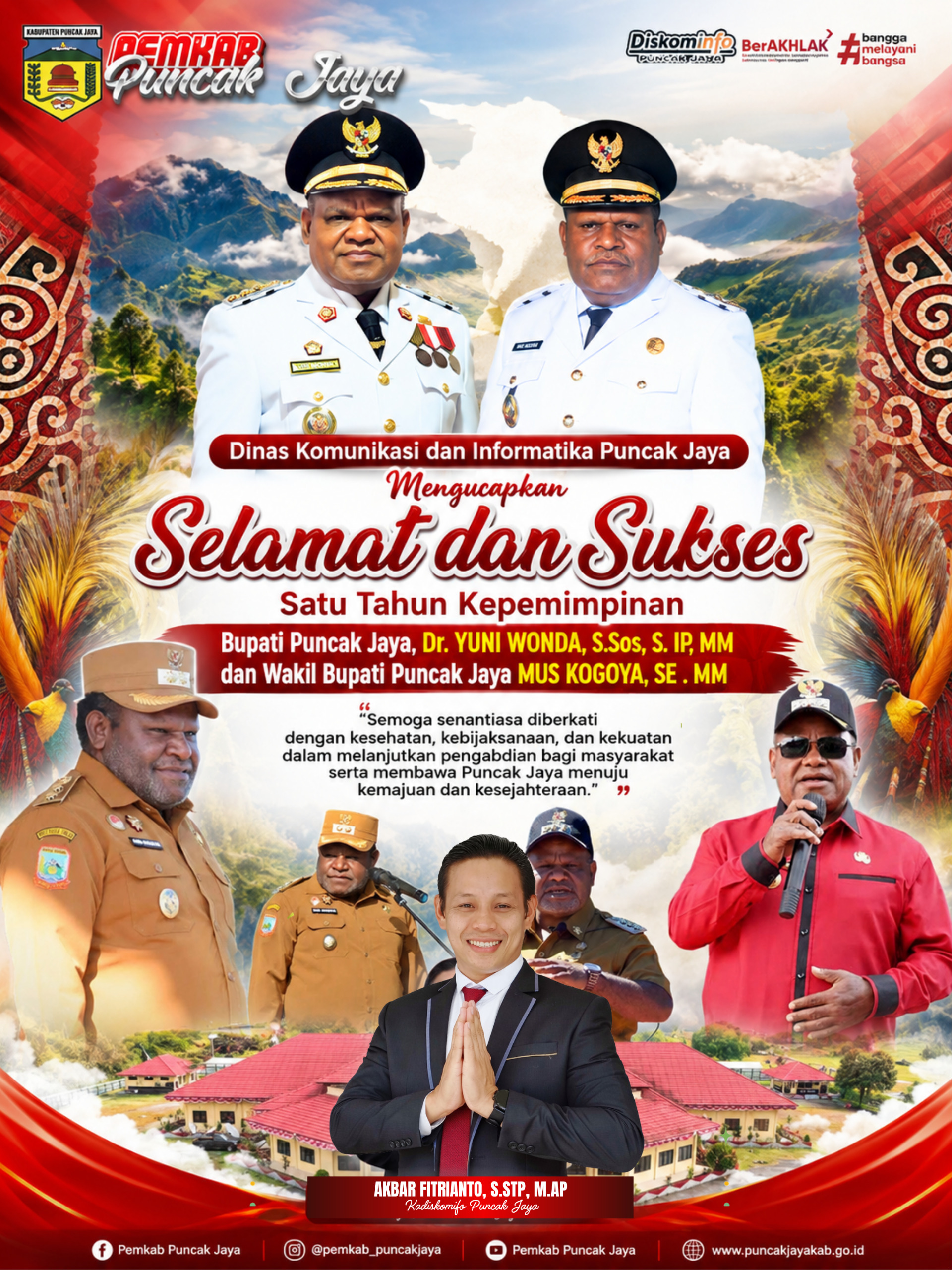 DINAS KOMUNIKASI DAN INFORMATIKA, SELAMAT DAN SUKSES SATU TAHUN KEPEMIMPINAN BUPATI DAN WAKIL BUPATI PUNCAK JAYA