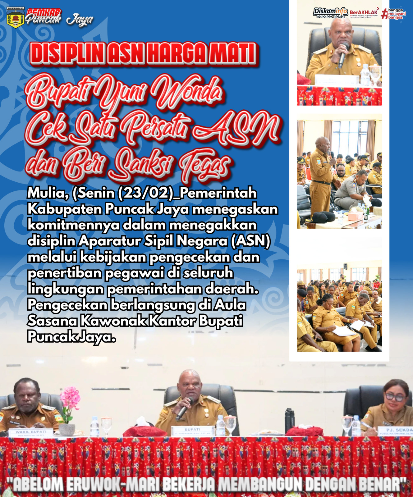 DISIPLIN ASN HARGA MATI, BUPATI YUNI WONDA TERAPKAN PENERTIBAN DAN SANKSI TEGAS