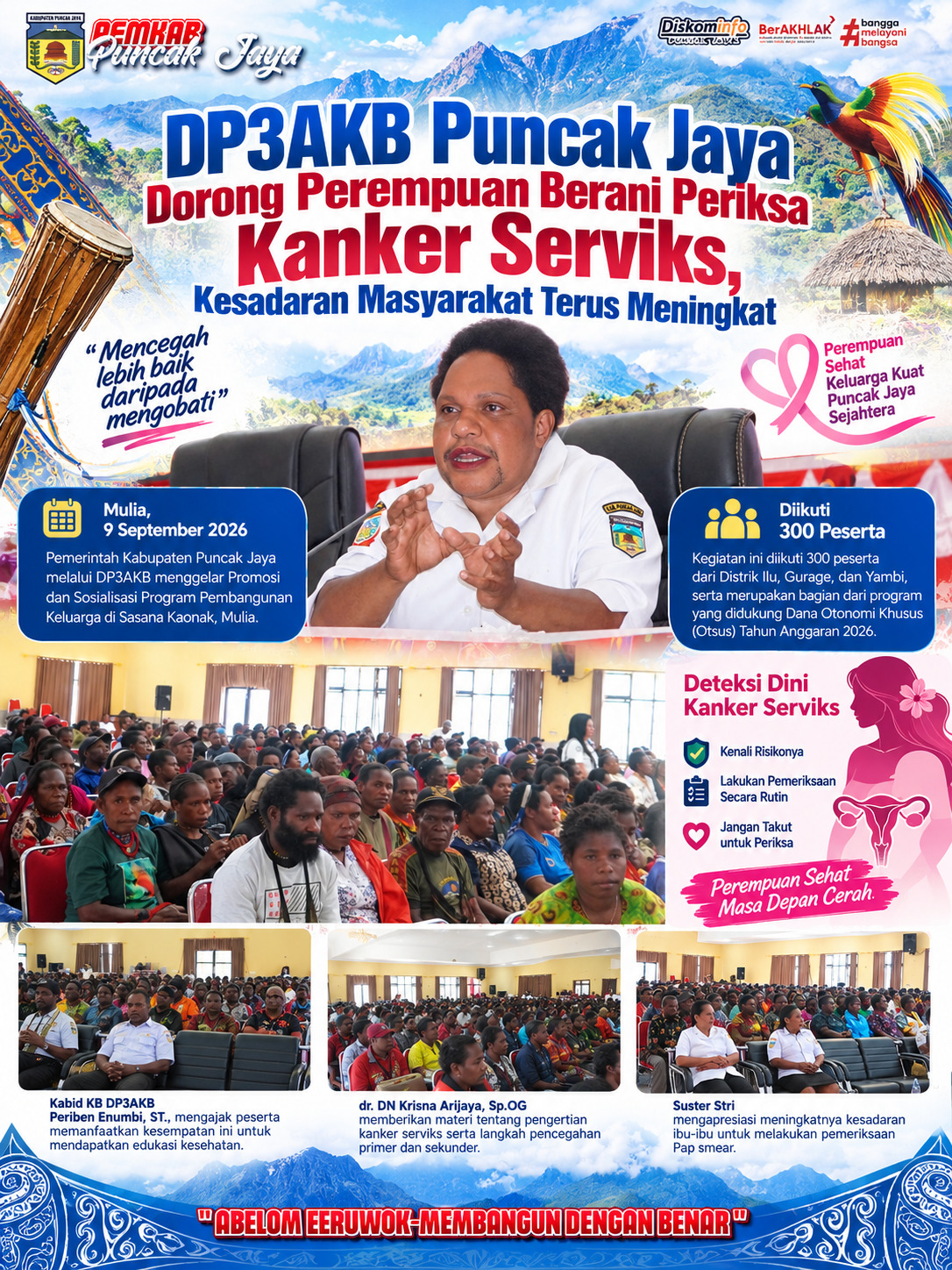 DP3AKB Puncak Jaya Dorong Perempuan Berani Periksa Kanker Serviks, Kesadaran Masyarakat Terus Meningkat