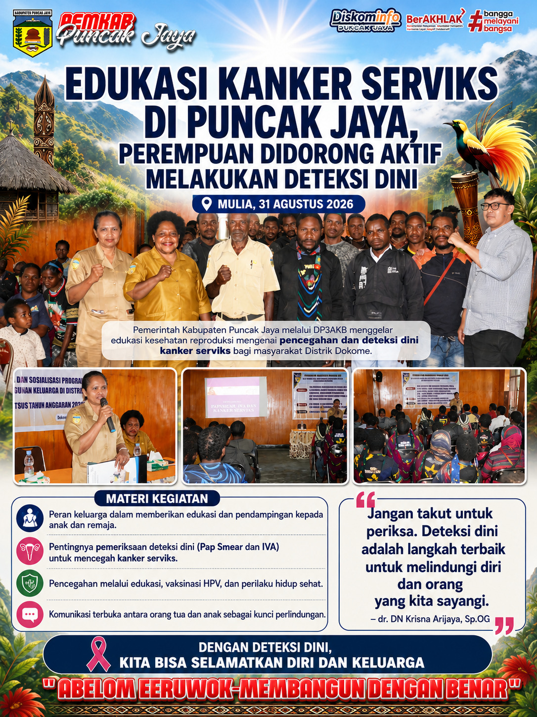 Edukasi Kanker Serviks di Puncak Jaya, Perempuan Didorong Aktif Melakukan Deteksi Dini