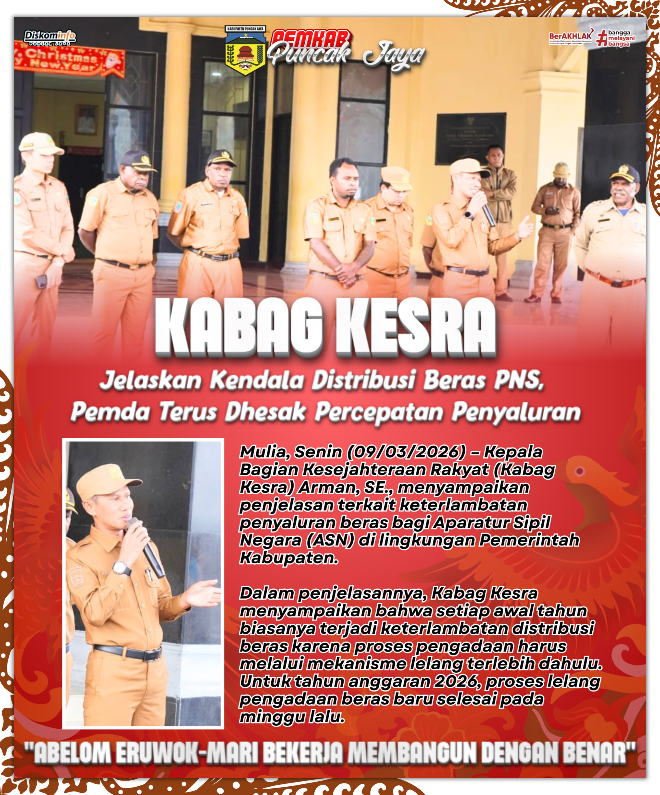 Kabag Kesra Jelaskan Kendala Distribusi Beras PNS, Pemda Terus Desak Percepatan Penyaluran