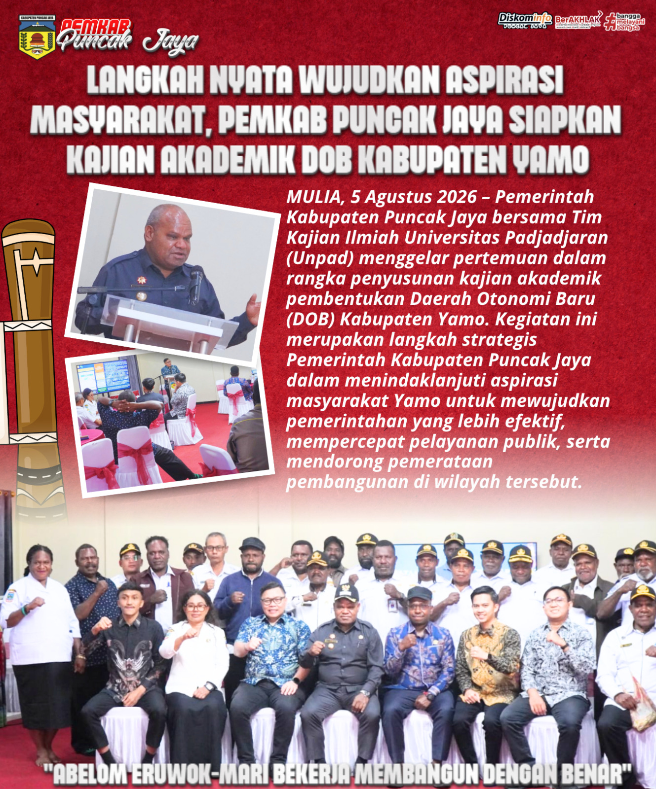 Langkah Nyata Wujudkan Aspirasi Masyarakat, Pemkab Puncak Jaya siapkan Kajian