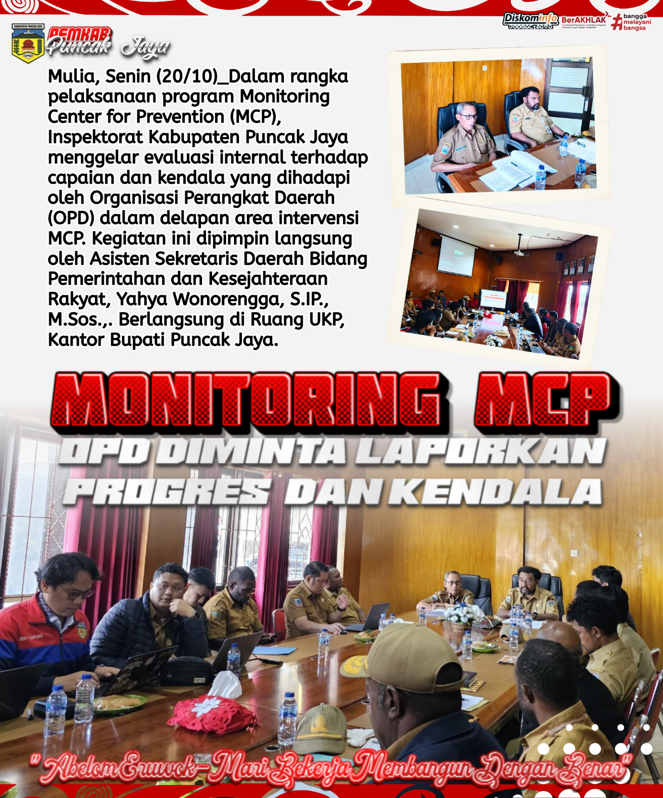 MONITORING MCP 
OPD DIMINTA LAPORKAN PROGRES DAN KENDALA