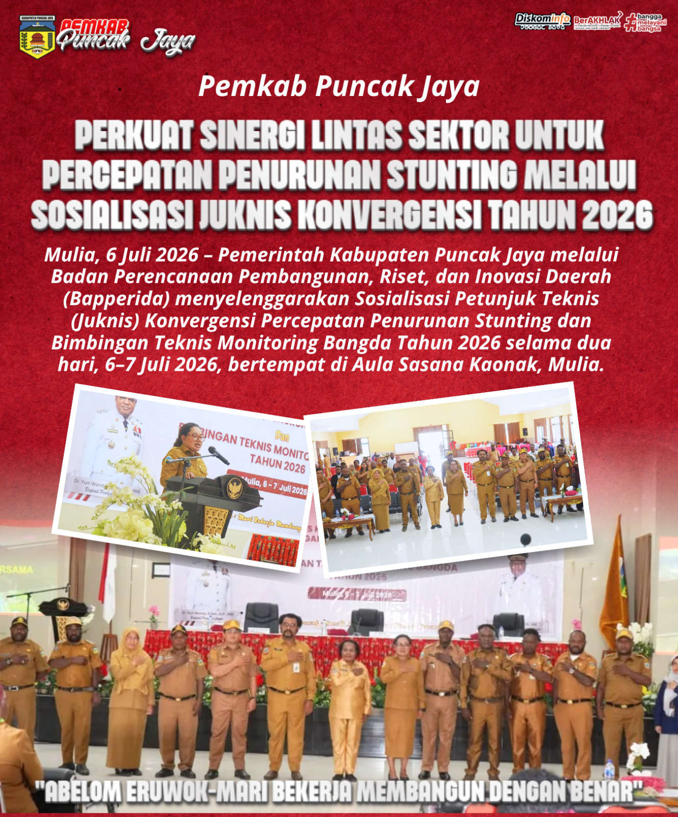 PEMERINTAH KABUPATEN PUNCAK JAYA PERKUAT SINERGI LINTAS SEKTORAL UNTUK PERCEPATAN PENURUNAN STUNTING MELALUI SOSIALISASI JUKNIS KONVERGENSI TAHUN 2026