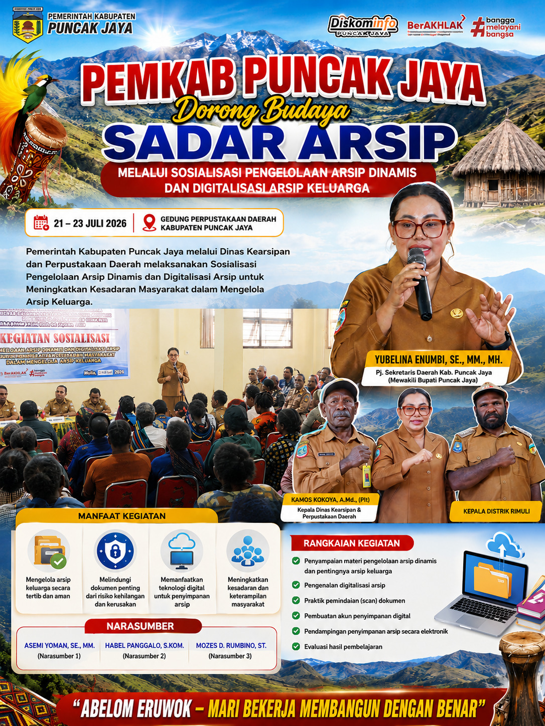 Pemkab Puncak Jaya Dorong Budaya Sadar Arsip Melalui Sosialisasi Pengelolaan Arsip Dinamis dan Digitalisasi Arsip Keluarga
