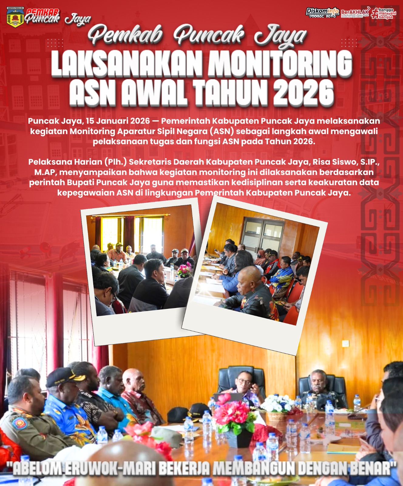 PEMKAB PUNCAK JAYA LAKSANAKAN MONITORING ASN AWAL TAHUN 2026