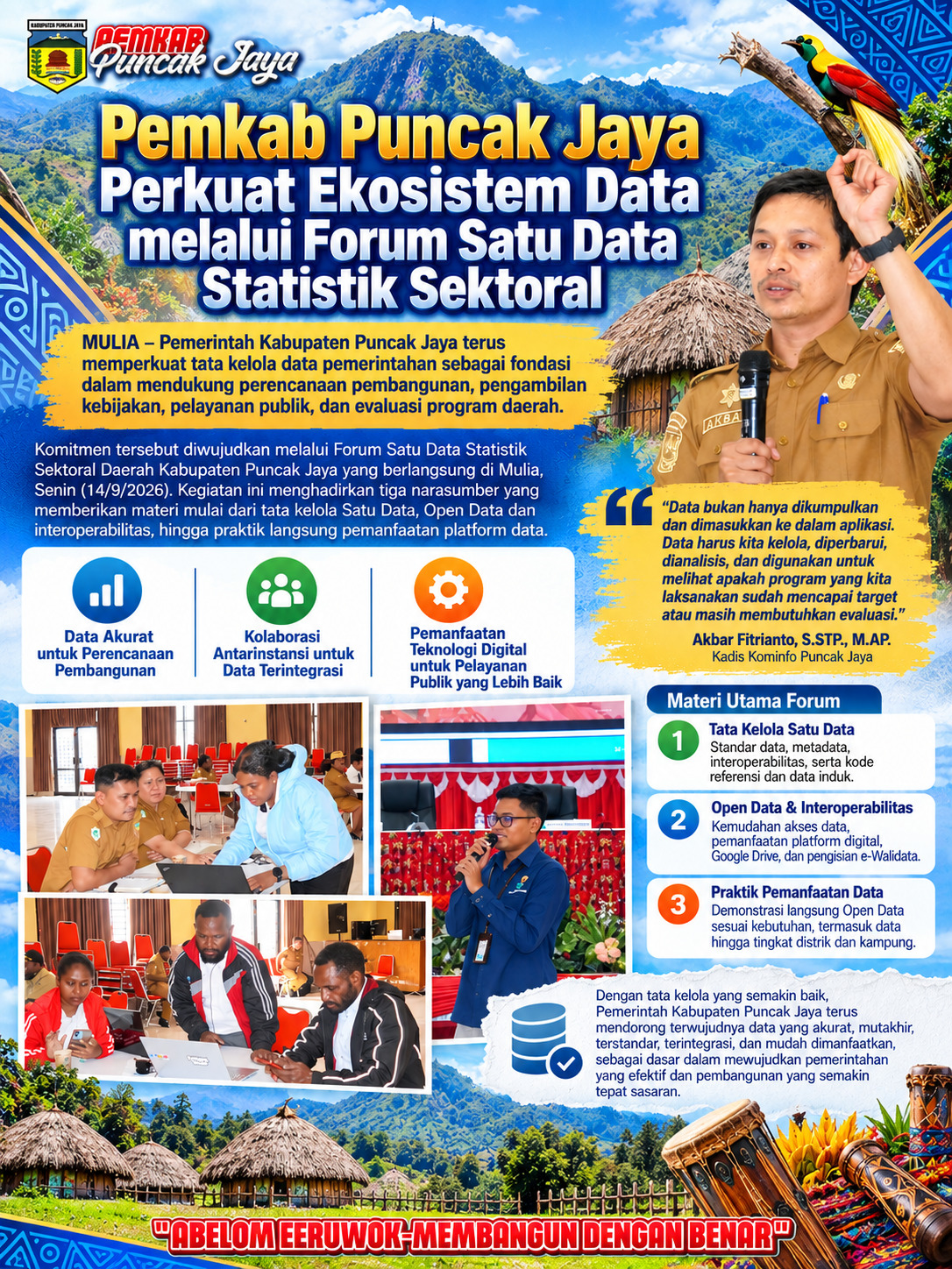 Pemkab Puncak Jaya Perkuat Ekosistem Data melalui Forum Satu Data Statistik Sektoral