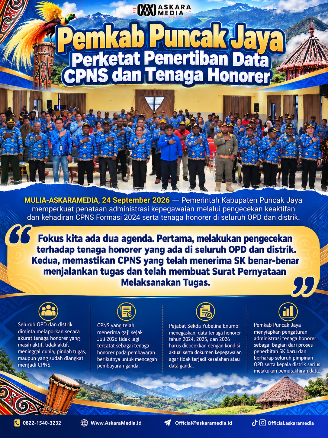 Pemkab Puncak Jaya Perkuat Penertiban Data CPNS dan Tenaga Honorer