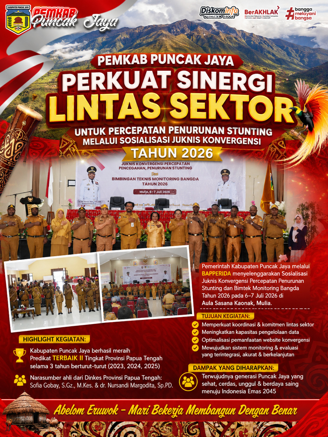 PEMKAB PUNCAK JAYA PERKUAT SINERGI LINTAS SEKTORAL UNTUK PERCEPATAN PENURUNAN STUNTING MELALUI SOSIALISASI JUKNIS KONVERGENSI TAHUN 2026