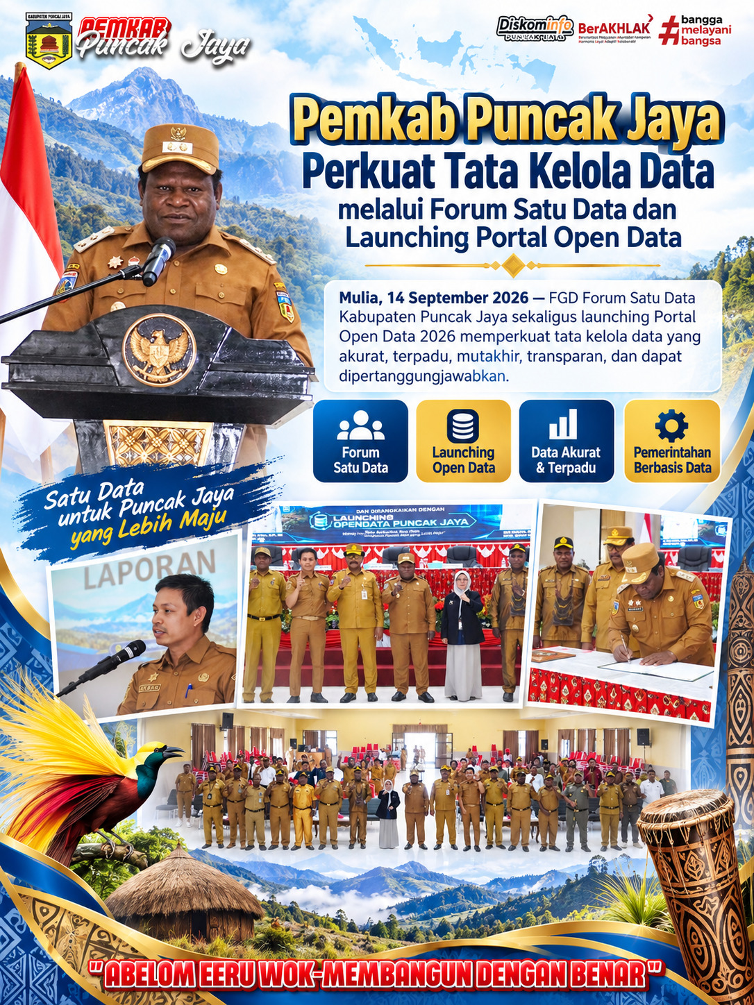 Pemkab Puncak Jaya Perkuat Tata Kelola Data melalui Forum Satu Data dan Launching Portal Open Data