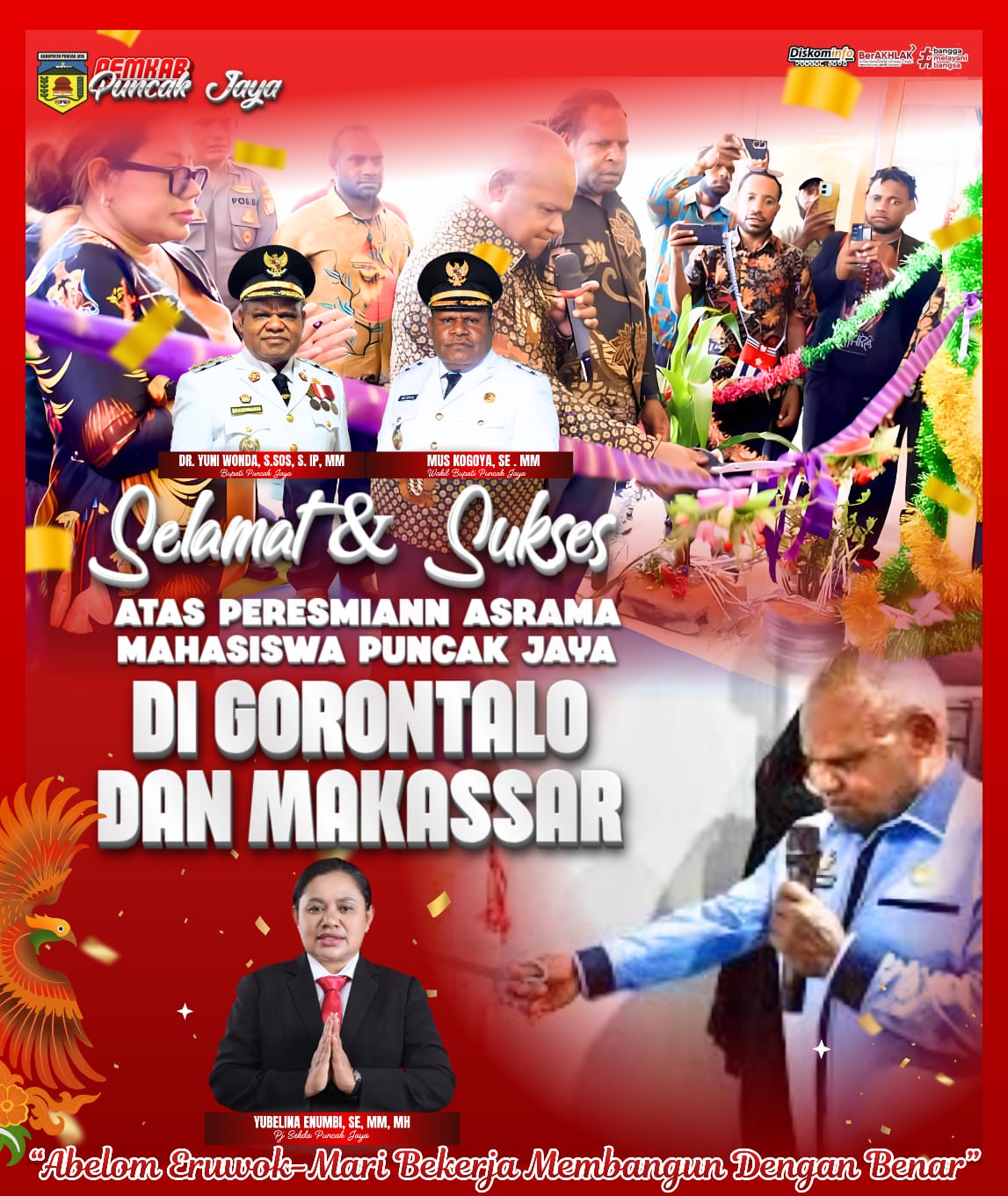 PERESMIAN ASRAMA MAHASISWA PUNCAK JAYA DI GORONTALO DAN MAKASAR
