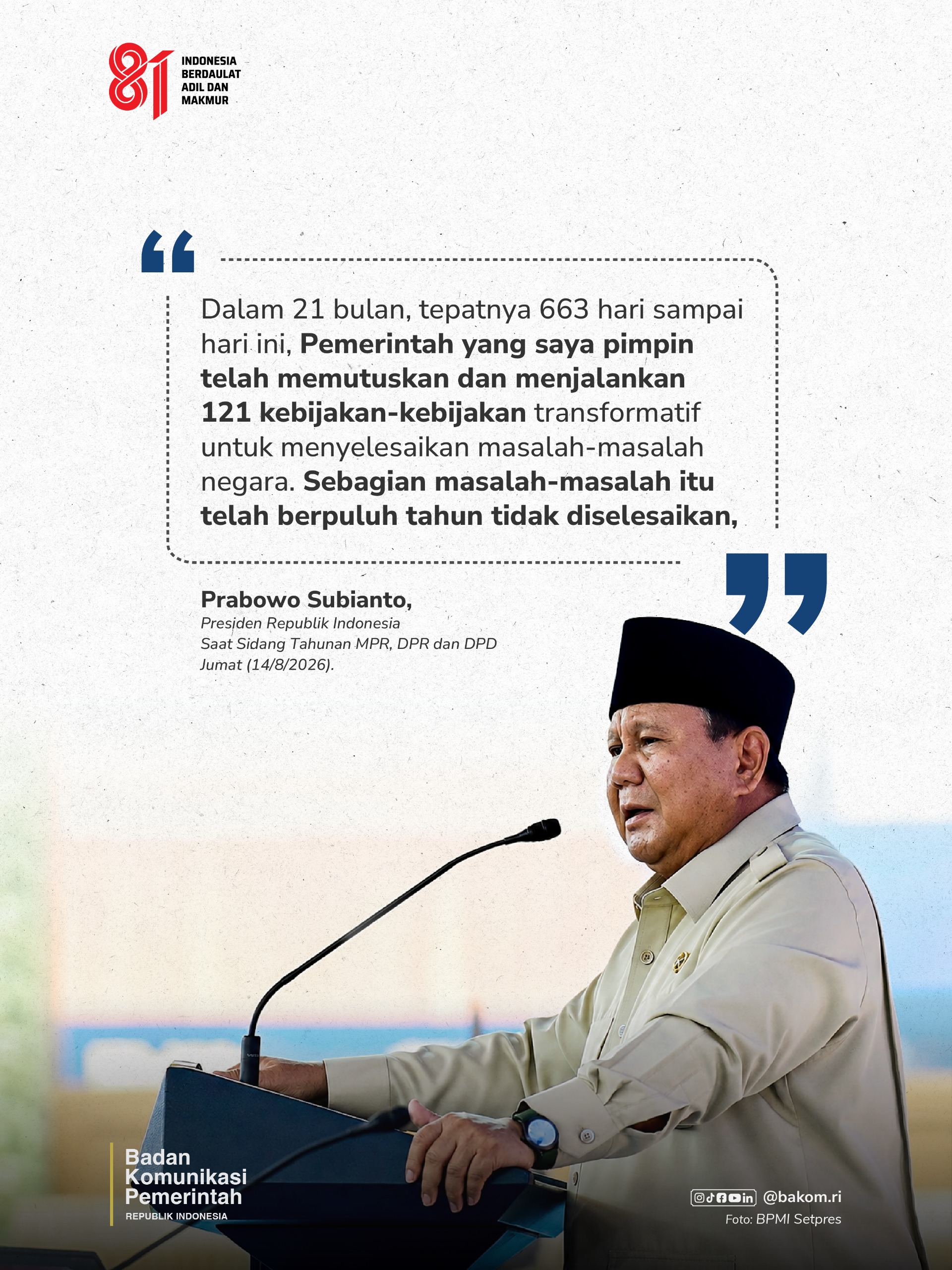 Pidato Presiden RI dalam Nota RAPBN 2027