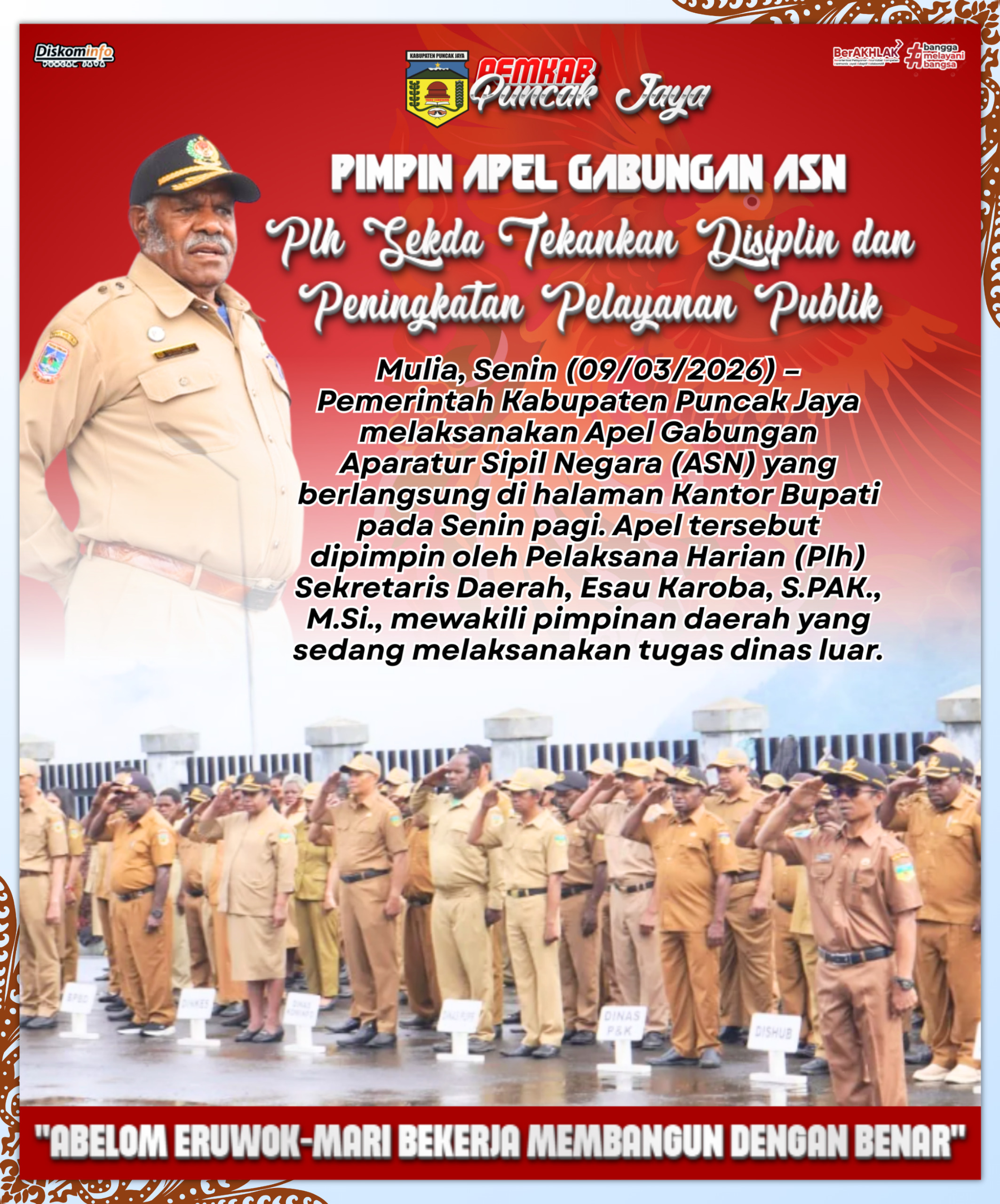 Pimpin Apel Gabungan ASN, Plh Sekda Tekankan Disiplin dan Peningkatan Pelayanan Publik