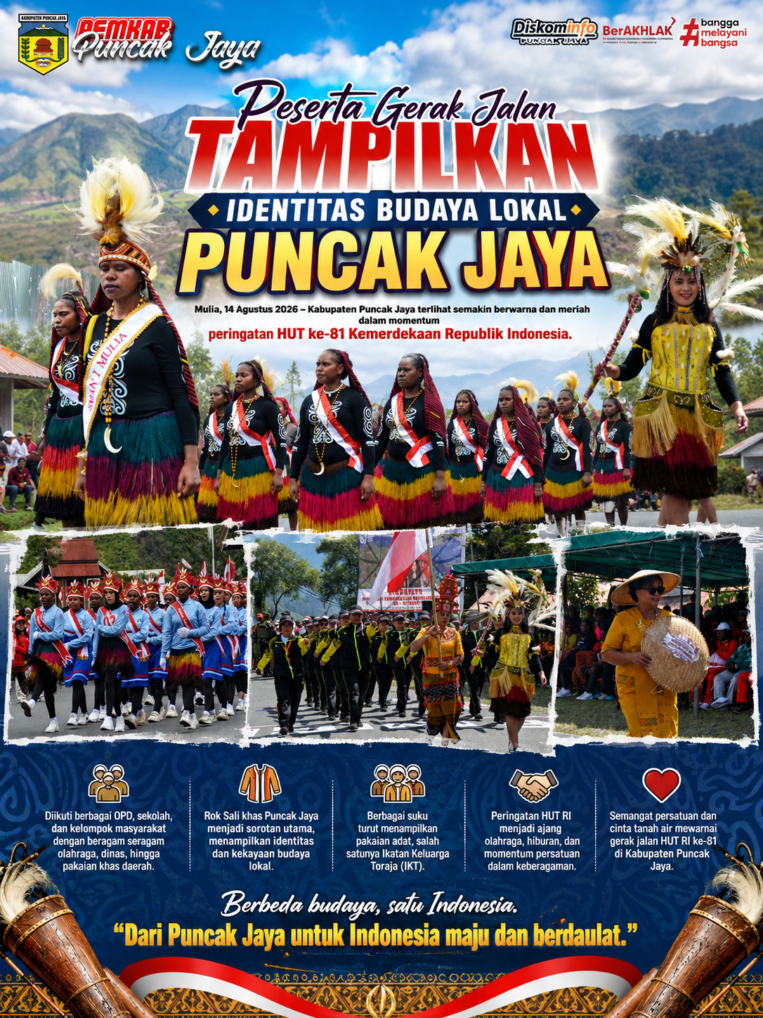 Puncak Jaya Berwarna dalam Semarak Lomba Gerak Jalan HUT RI ke-81