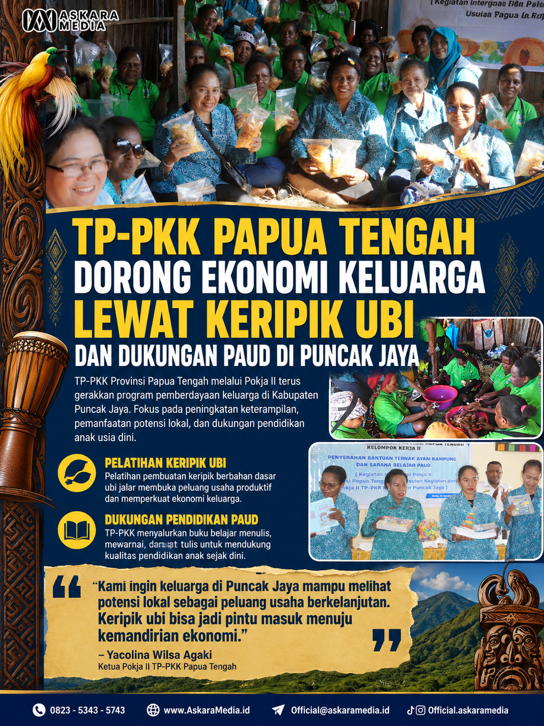 TP-PKK Papua Tengah Perkuat Ekonomi Keluarga Puncak Jaya melalui Pelatihan Olahan Pangan dan Bantuan Pendidikan