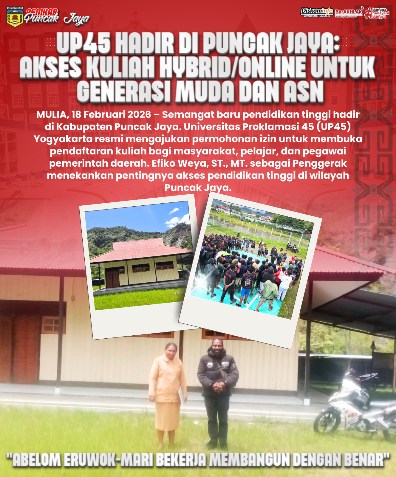 UP45 Hadir di Puncak Jaya: Akses Kuliah Hybrid/Online untuk Generasi Muda dan ASN